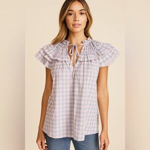 NWT BuddyLove Pink & Blue Gingham Top | Size Small